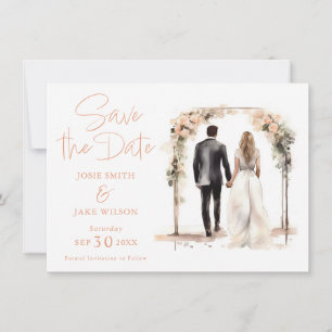 Carte RSVP pour couple mariage aquarelle Enregistr
