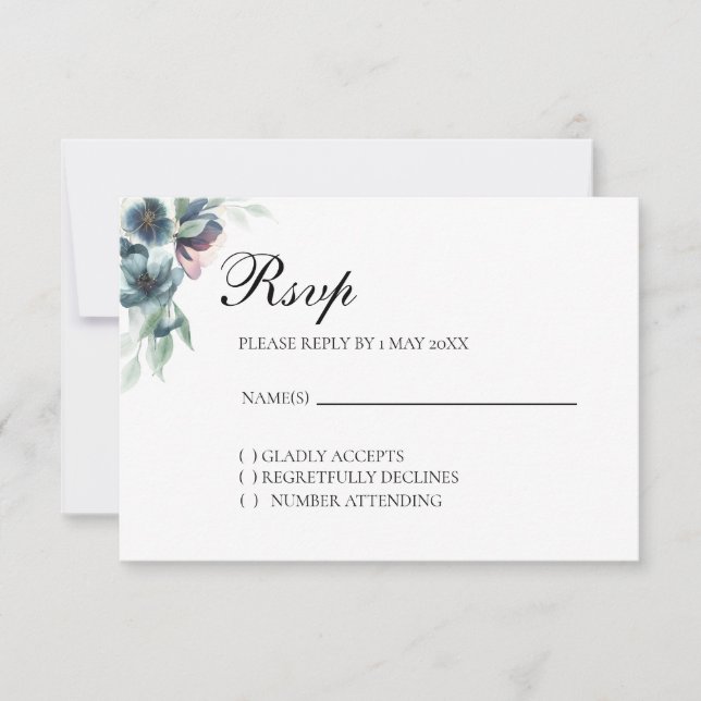Carte RSVP pour fleurs d'aquarelle (Devant)