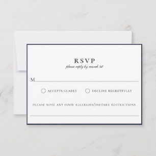 Carte RSVP pour l'allergie alimentaire bleue de la