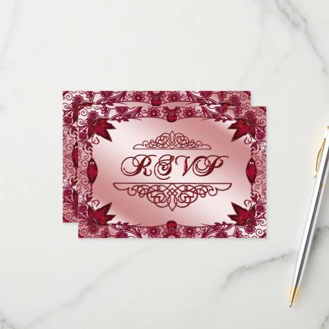 Carte RSVP pour le 40e anniversaire du Mariage de  (Devant/Arrière en situation)