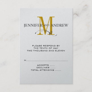 Carte RSVP pour le mariage Carré Inviter Gold Init