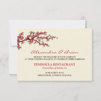 Carte RSVP pour les fleurs de cerisiers (canneberg