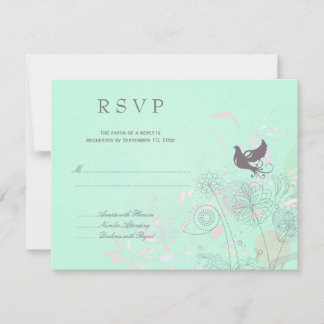 Carte RSVP pour mariage à ressort fleuri rose + gr