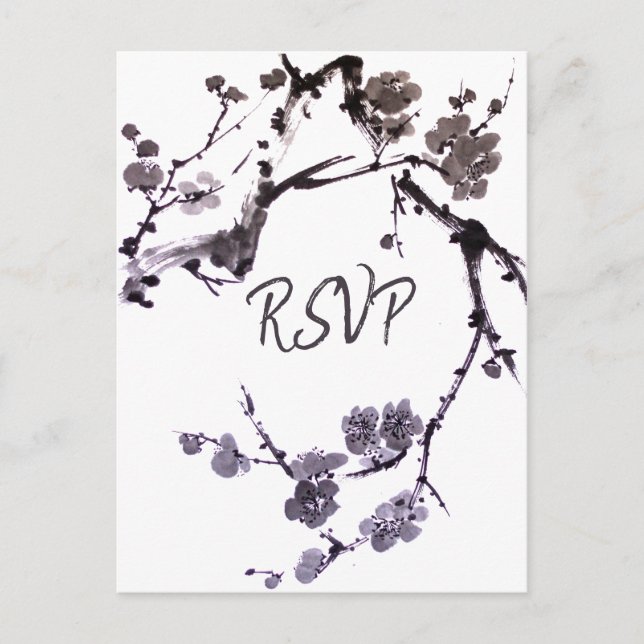 Carte RSVP pour mariage avec choix de repas et pei (Devant)