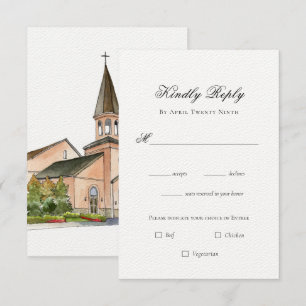 Carte RSVP pour mariage de l'église Watercolor