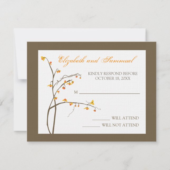 Carte RSVP pour mariage doux-amer automne (Devant)