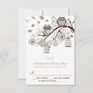Carte RSVP pour mariage hivernal de Chouettes blan