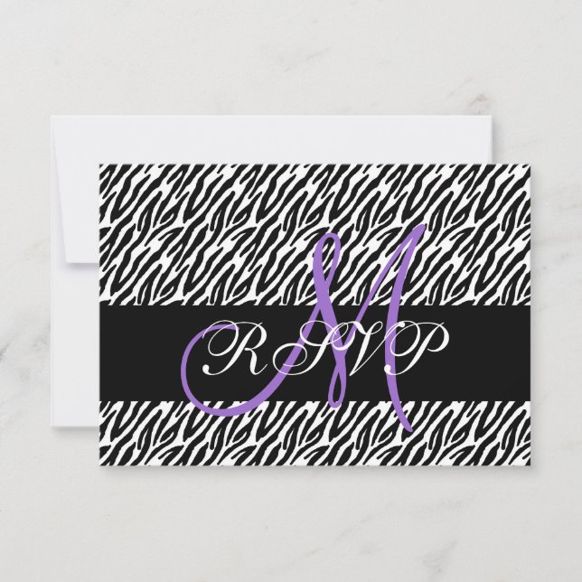 Carte RSVP pour mariage imprimé monogramme violet  (Devant)