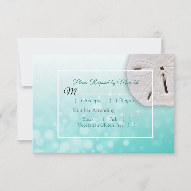 Carte RSVP pour mariage océen turquoise Dollar de  (Devant)