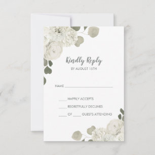 Carte RSVP pour mariage simple hiver Floral