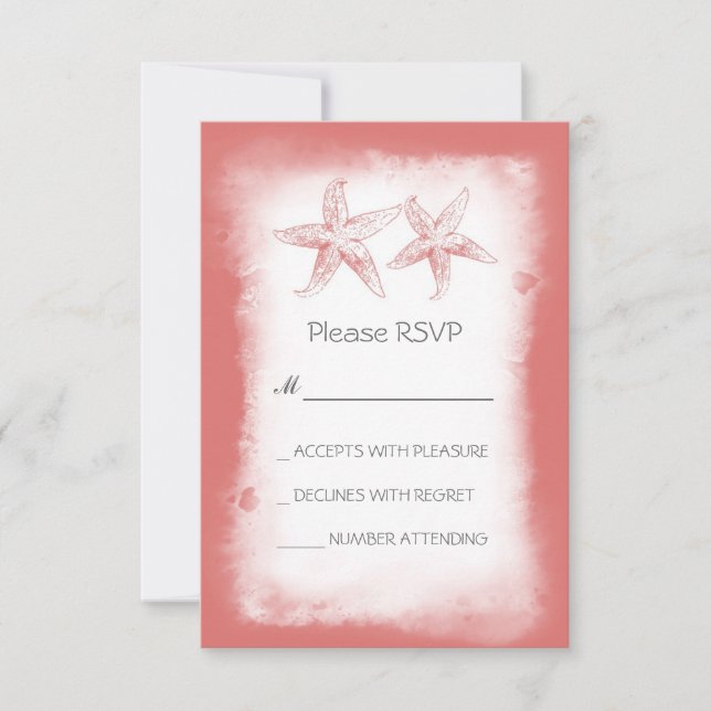Carte RSVP pour mariage sur plage de corail rose b (Devant)