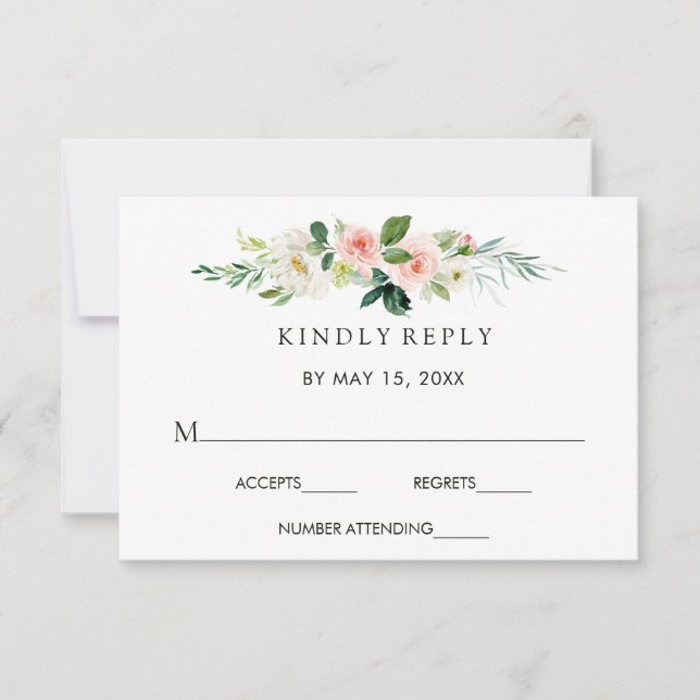 Carte RSVP Printemps Blush Floral Wedding (Devant)