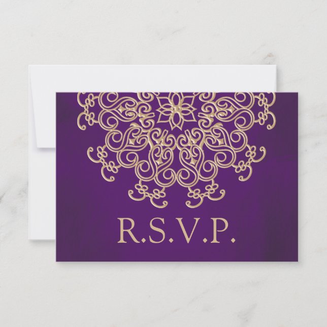 CARTE RSVP PURPLE AND GOLD INDIAN RESPONSABLE (Devant)