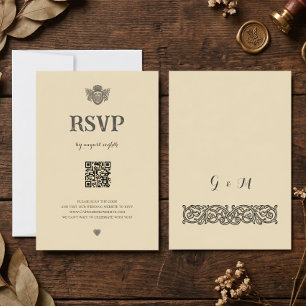 Carte RSVP QR Blason Médiéval Nœud Celtique Vintag