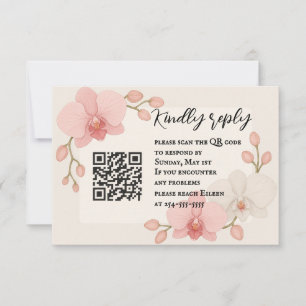 Carte RSVP QR Code Orchid enchantée