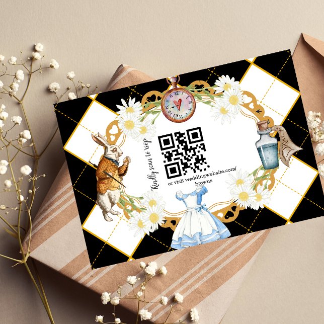 Carte RSVP QR code pour le mariage Alice au Pays d (Créateur téléchargé)