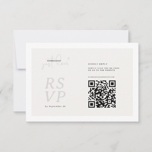 Carte RSVP QR-code 'Rien de fantaisie, juste de l' (Devant)