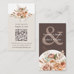 Carte RSVP QR Light Earth Tone Floral Boho Wedding