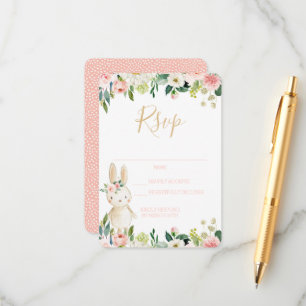 Carte RSVP Quelques Blush Floral Bunny