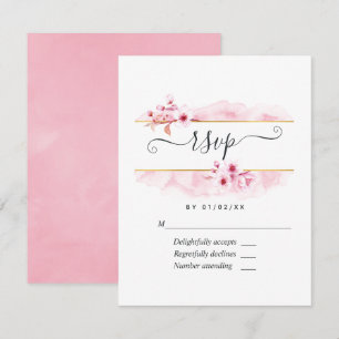 Carte RSVP Quinceañera en fleurs de cerisier rose