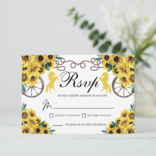 Carte RSVP Quinceanera Ouest des tournesols jaunes