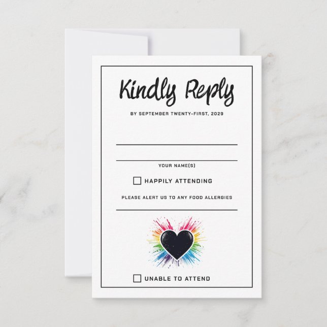 Carte RSVP Rainbow Burst (Devant)