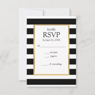 Carte RSVP rayée noir et blanc
