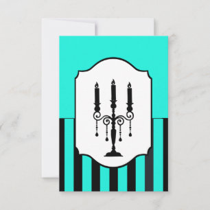 Carte RSVP rayée turquoise et noire