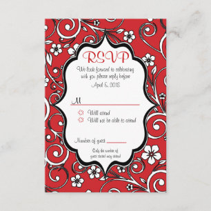 Carte RSVP Red & Black Quinceañera