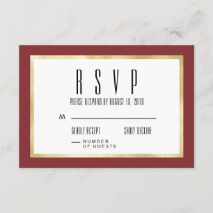 Carte RSVP Red + Gold Classic Faire-part de mariag