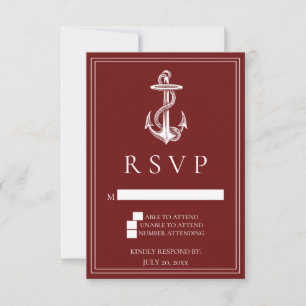 Carte RSVP Red Nautical Ancre Wedding