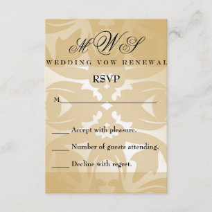 Carte RSVP Renouvellement Vow mariage damassé