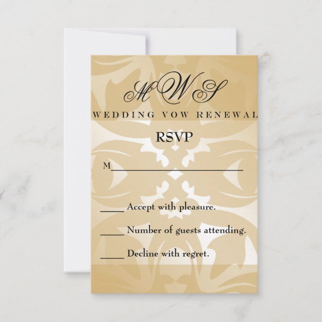 Carte RSVP Renouvellement Vow mariage damassé (Devant)