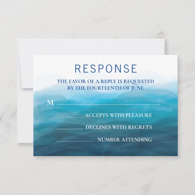 Carte RSVP Réponse Faire-part de mariage Plage (Devant)