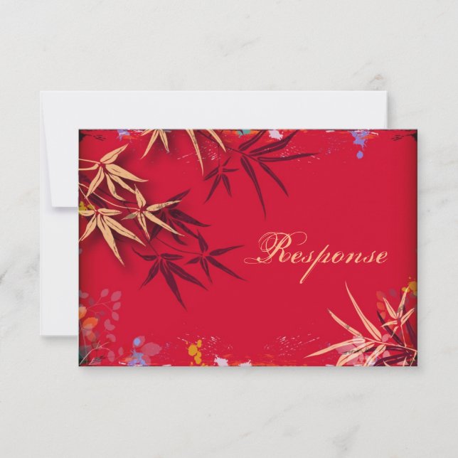 Carte RSVP Réponse mariage - Bright Asian Bamboo (Devant)