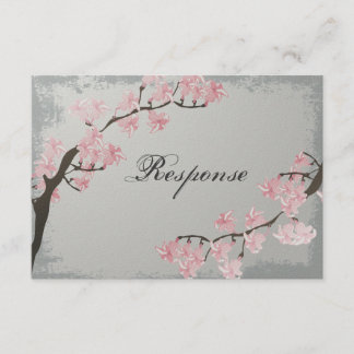 Carte RSVP Réponse mariage - Fleur de cerisier ros