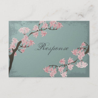 Carte RSVP Réponse mariage - Fleur de cerisier ros