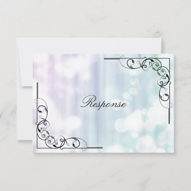 Carte RSVP Réponse mariage - Tourbillon vert viole (Devant)