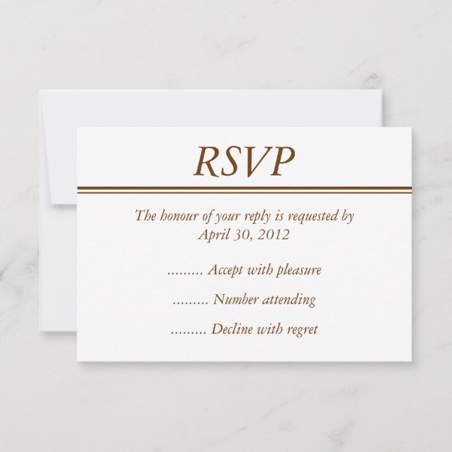 Carte RSVP, Réponse ou Réponse Brown (Devant)