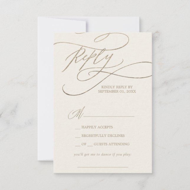Carte RSVP Romantic Gold et Ivory Song Request (Devant)