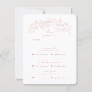 Carte RSVP romantique rose Vintage à plusieurs évé