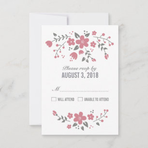 Carte RSVP Rose Blanc Plutôt Floral