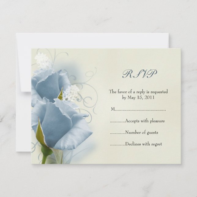 Carte RSVP Rose bleue (Devant)