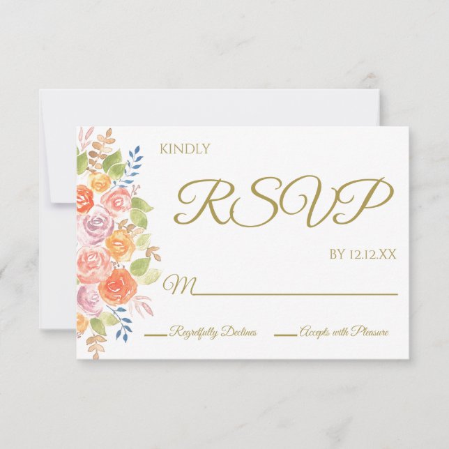Carte RSVP Rose Bouquet (Devant)