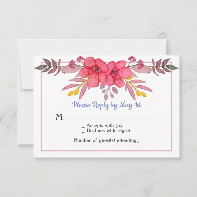 Carte RSVP rose Dusty (Devant)