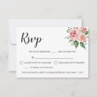 Carte RSVP rose Floral Watercolor Wedding