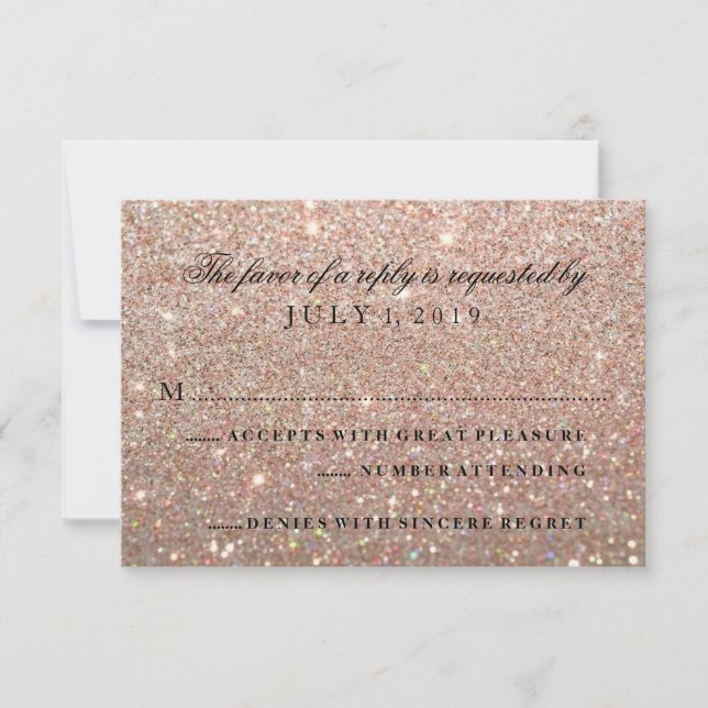 Carte RSVP - Rose Gold Glit Fab (Devant)