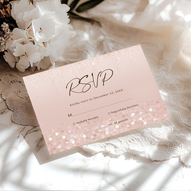 Carte RSVP Rose Gold Glitter pour 70e Anniversaire (Rose Gold Glitter 70th Birthday RSVP Card)