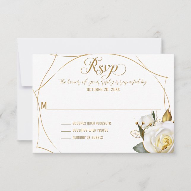 Carte RSVP rose Gold Organic Floral Wedding (Devant)