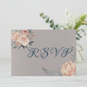 Carte RSVP rose Gold Romantic Rose Floral Wedding